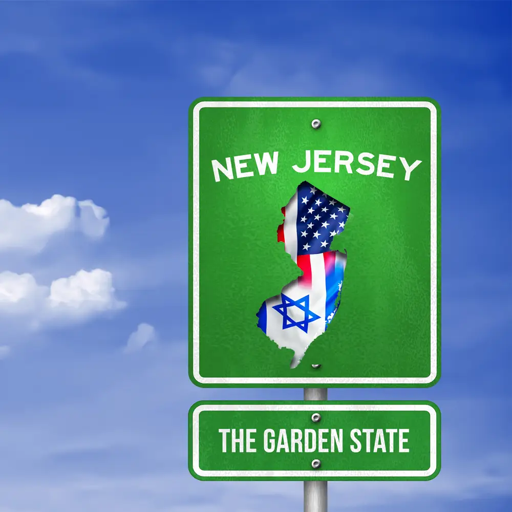 new jersey sign with american and israeli flag